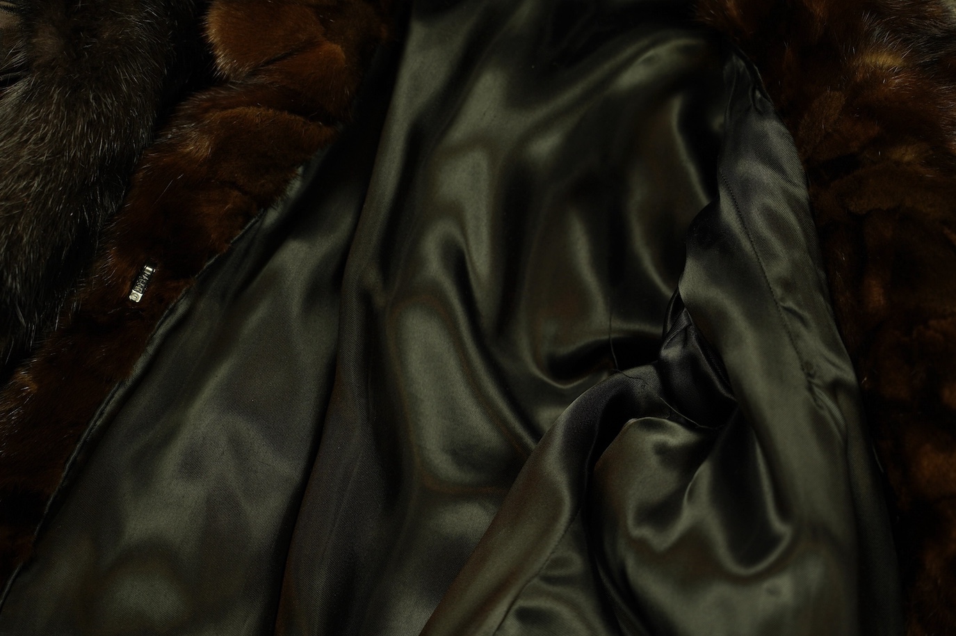 A musquash fur full length coat, a musquash fur three quarter length coat and a mink fur bolero, all approx. size 12